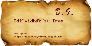 Dávidházy Irma névjegykártya