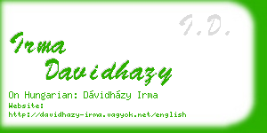 irma davidhazy business card