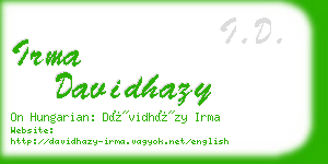 irma davidhazy business card